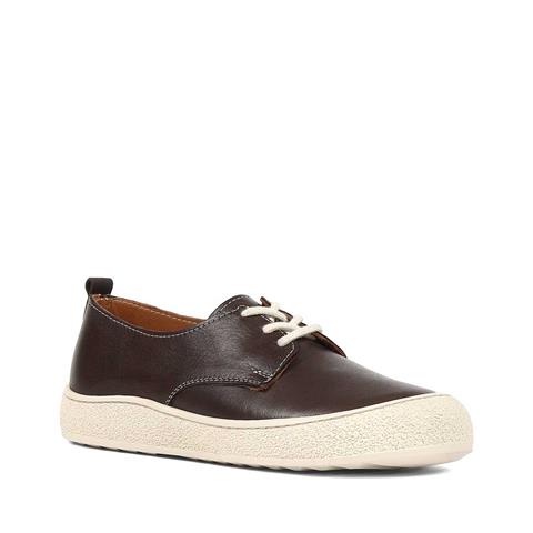 Kadın Kahverengi Bağcıklı Kalın Tabanlı Deri Ayakkabı