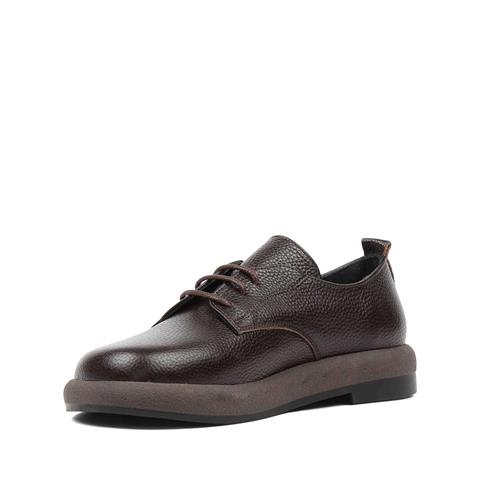 Kadın Kahverengi Bağcıklı Kalın Tabanlı Deri Ayakkabı