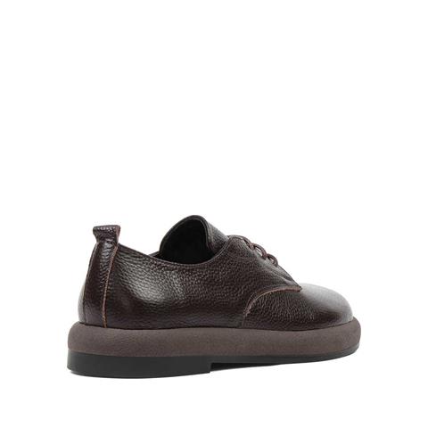 Kadın Kahverengi Bağcıklı Kalın Tabanlı Deri Ayakkabı