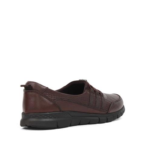 Kadın Kahverengi Kalın Tabanlı Deri Ayakkabı