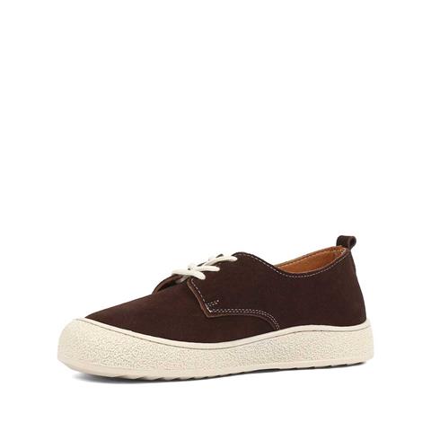 Kadın Kahverengi Bağcıklı Kalın Tabanlı Süet Deri Ayakkabı