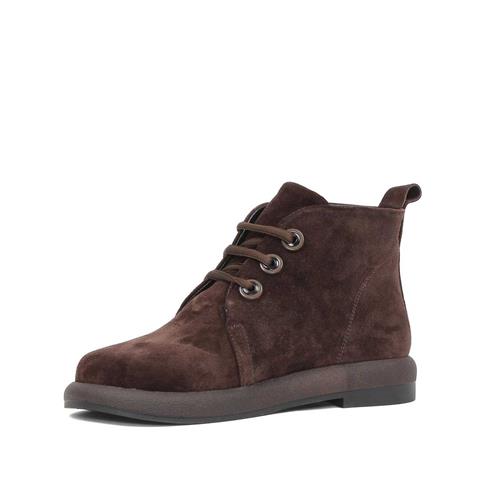 Kadın Kahverengi Bağcıklı Süet Deri Bot