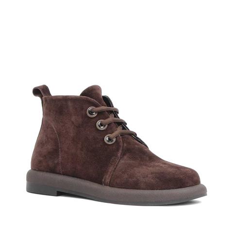 Kadın Kahverengi Bağcıklı Süet Deri Bot