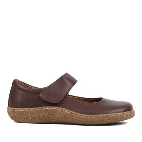 Kadın Kahverengi Bilekten Bantlı Deri Ayakkabı