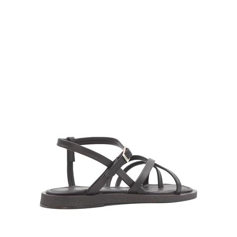 Kadın Kahverengi Çapraz İnce Bantlı Deri Sandalet