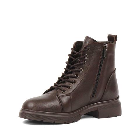 Kadın Kahverengi Çift Fermuarlı Deri Bot