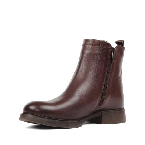 Kadın Kahverengi Çift Fermuarlı Deri Bot