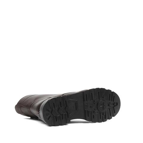 Kadın Kahverengi Bağcıklı Fermuarlı Kalın Topuklu Deri Bot