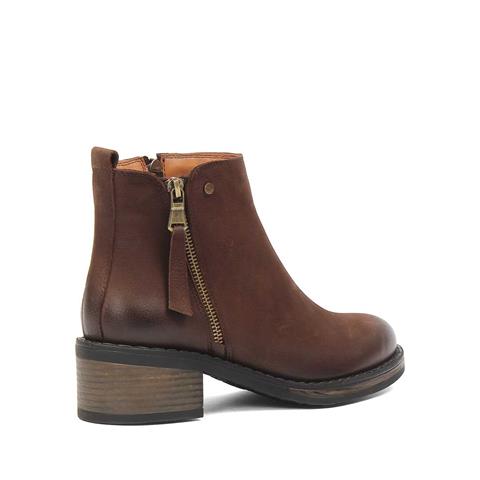 Kadın Kahverengi Çift Fermuarlı Nubuk Deri Bot