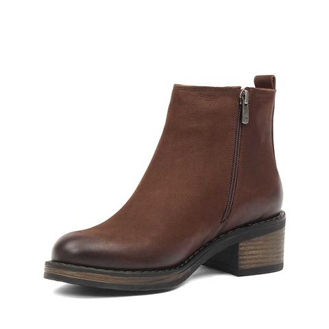 Kadın Kahverengi Çift Fermuarlı Nubuk Deri Bot