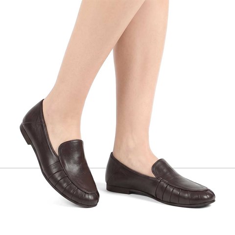 Kadın Kahverengi Deri Loafer