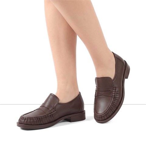 Kadın Kahverengi Deri Loafer