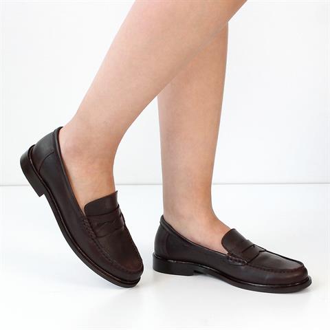 Kadın Kahverengi Deri Loafer