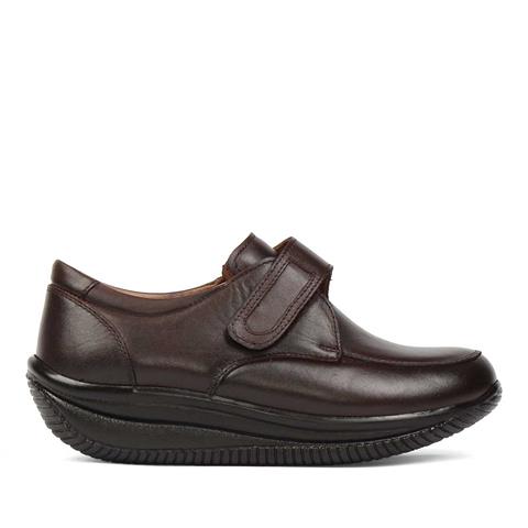 Kadın Kahverengi Dolgu Topuklu Deri Ayakkabı