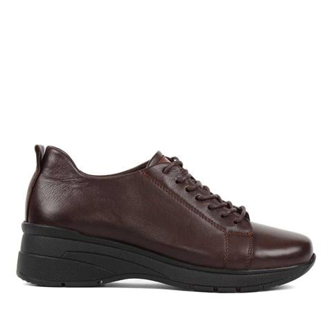 Kadın Kahverengi Dolgu Topuklu Deri Ayakkabı