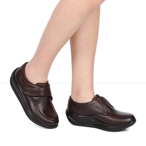 Kadın Kahverengi Dolgu Topuklu Deri Ayakkabı