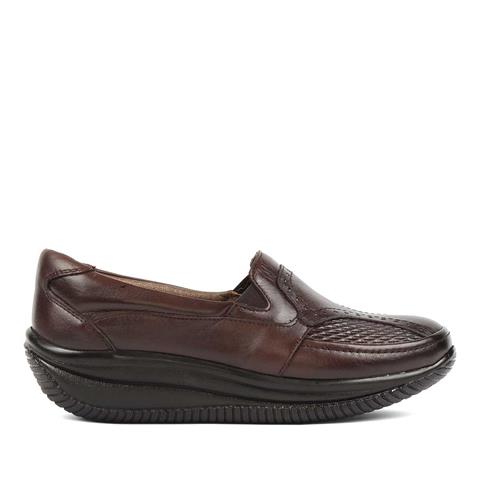 Kadın Kahverengi Dolgu Topuklu Deri Ayakkabı