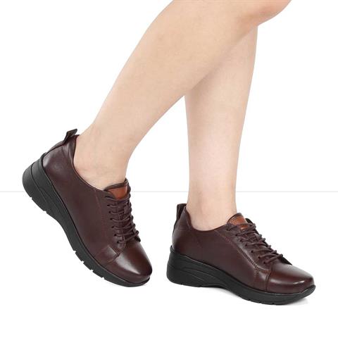 Kadın Kahverengi Dolgu Topuklu Deri Ayakkabı