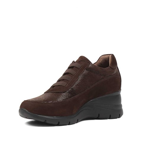 Kadın Kahverengi Dolgu Topuklu Nubuk Deri Sneaker