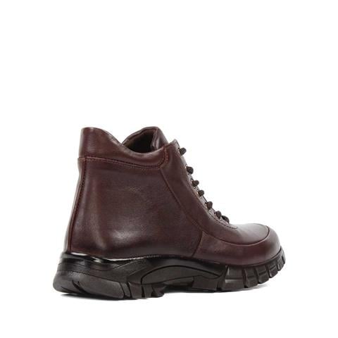 Kadın Kahverengi Fermuarlı Deri Bot