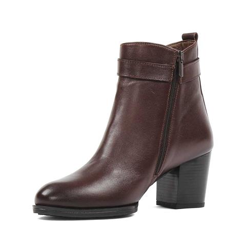 Kadın Kahverengi Fermuarlı Deri Bot