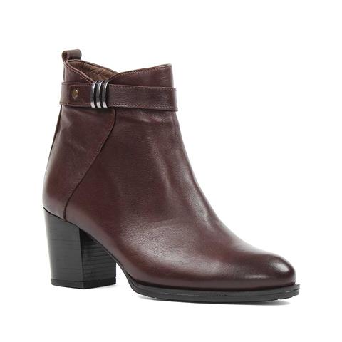 Kadın Kahverengi Fermuarlı Deri Bot