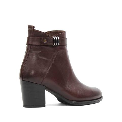Kadın Kahverengi Fermuarlı Deri Bot