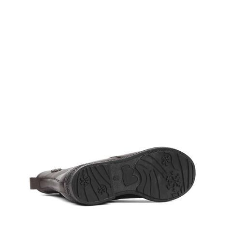 Kadın Kahverengi Fermuarlı Deri Bot