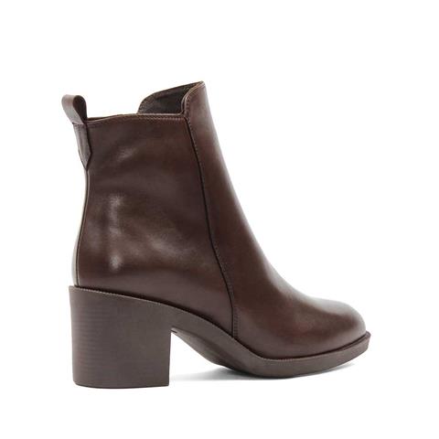 Kadın Kahverengi Fermuarlı Deri Bot