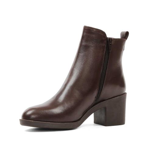 Kadın Kahverengi Fermuarlı Deri Bot