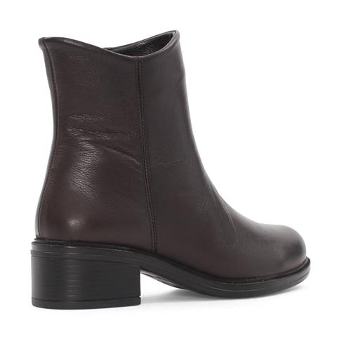 Kadın Kahverengi Fermuarlı Deri Bot