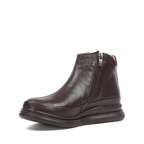 Kadın Kahverengi Fermuarlı Deri Bot