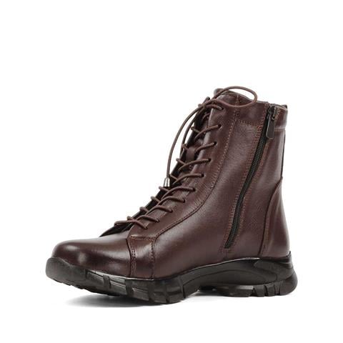 Kadın Kahverengi Fermuarlı Deri Bot