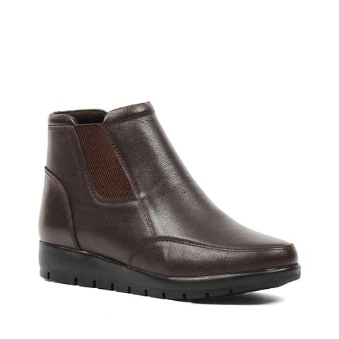 Kadın Kahverengi Fermuarlı Deri Chelsea Bot