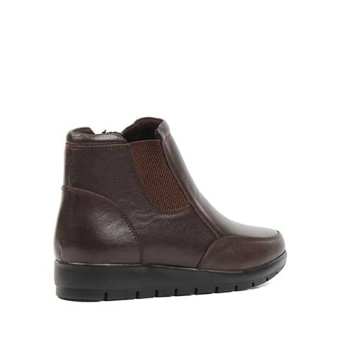 Kadın Kahverengi Fermuarlı Deri Chelsea Bot