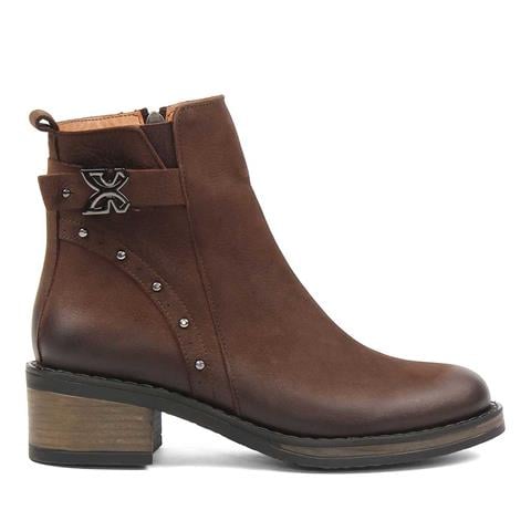 Kadın Kahverengi Fermuarlı Nubuk Deri Bot