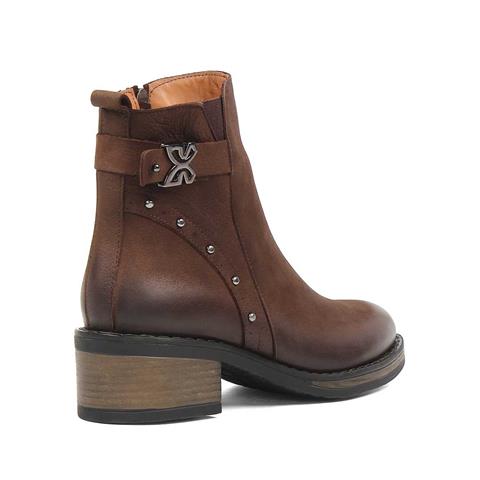 Kadın Kahverengi Fermuarlı Nubuk Deri Bot