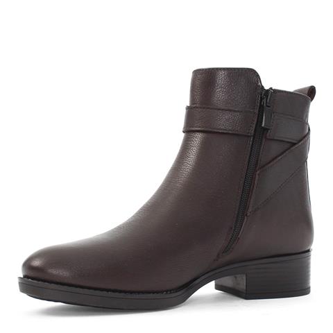 Kadın Kahverengi Fermuarlı Toka Detaylı Deri Bot