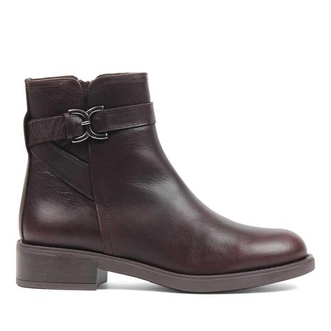 Kadın Kahverengi Fermuarlı Toka Detaylı Deri Bot