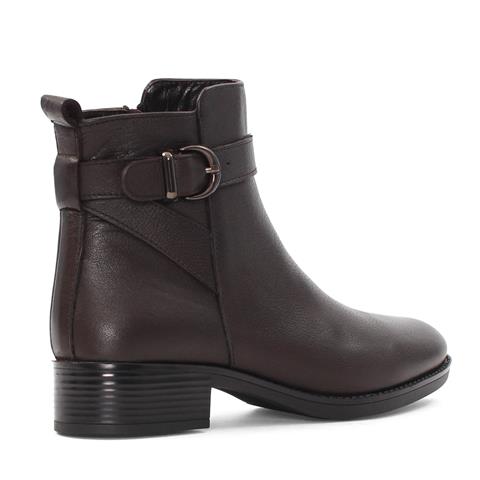 Kadın Kahverengi Fermuarlı Toka Detaylı Deri Bot