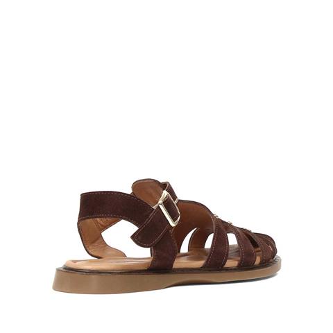 Kadın Kahverengi Gladyatör Süet Deri Sandalet