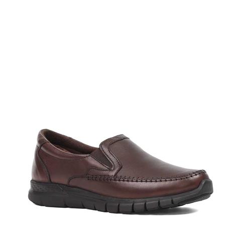 Kadın Kahverengi Kalın Tabanlı Deri Ayakkabı