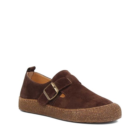 Kadın Kahverengi Kalın Tabanlı Süet Deri Ayakkabı