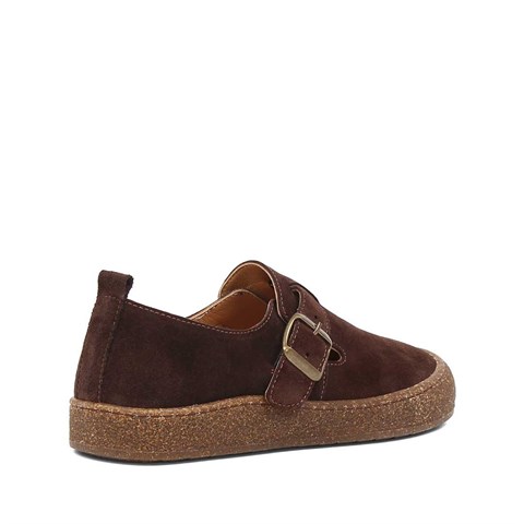 Kadın Kahverengi Kalın Tabanlı Süet Deri Ayakkabı