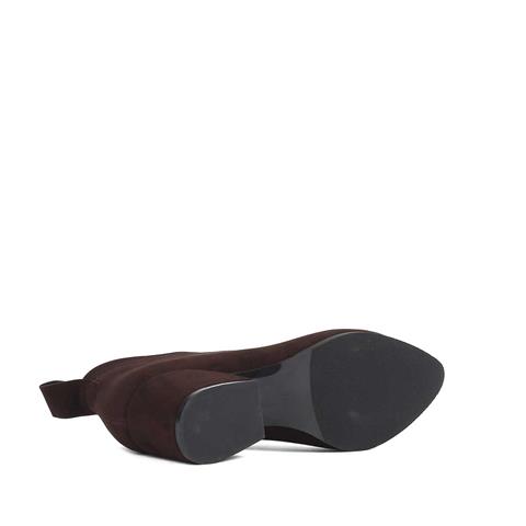 Kadın Kahverengi Kalın Topuklu Süet Deri Ayakkabı