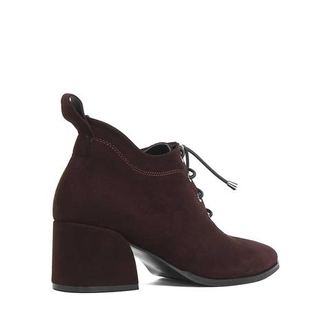 Kadın Kahverengi Kalın Topuklu Süet Deri Ayakkabı