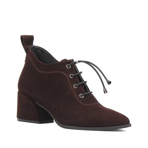 Kadın Kahverengi Kalın Topuklu Süet Deri Ayakkabı