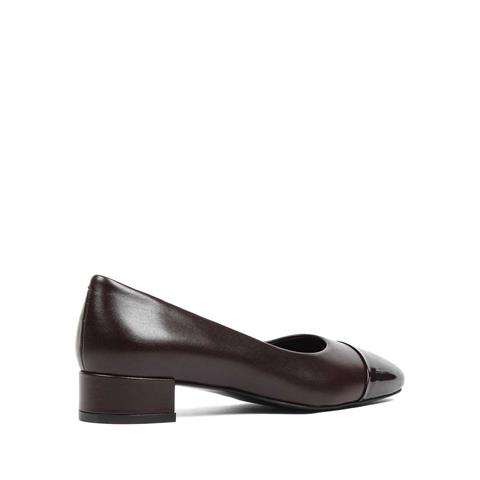 Kadın Kahverengi Kısa Kalın Topuklu Rugan Deri Klasik Ayakkabı