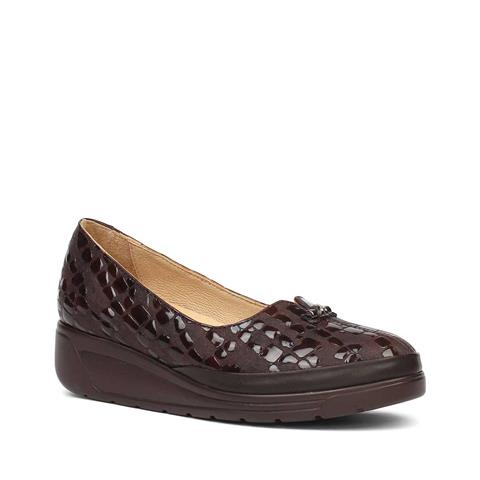 Kadın Kahverengi Kroko Dolgu Topuklu Rugan Deri Ayakkabı