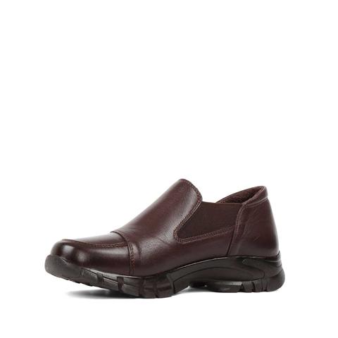 Kadın Kahverengi Lastikli Kalın Tabanlı Deri Ayakkabı